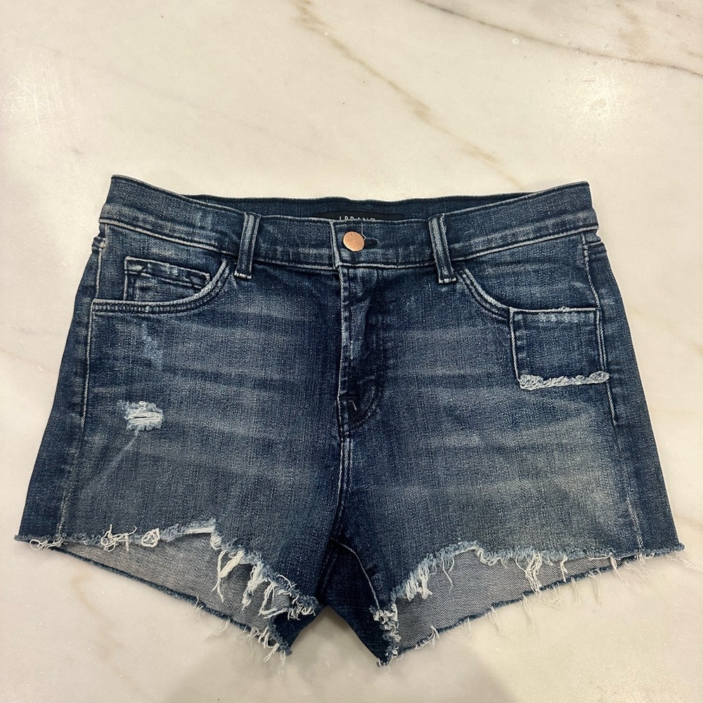J Brand Dark Blue Distressed Jean Shorts women’s size 26